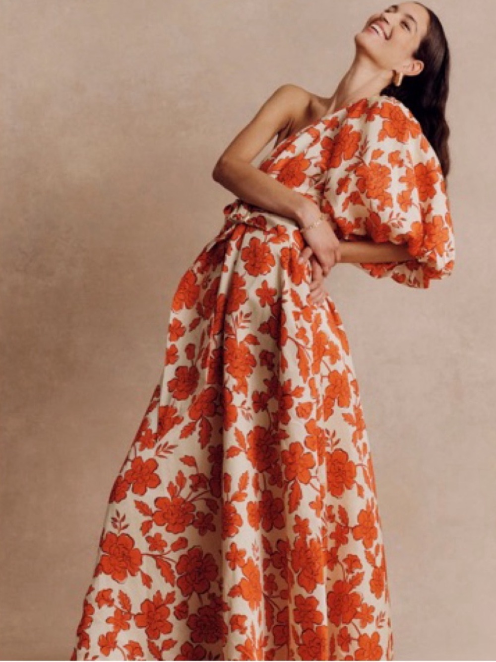 Anthropologie Hansen & Gretel Carmen One Shoulder Maxi Dress Women's Medium - Picture 2 of 13